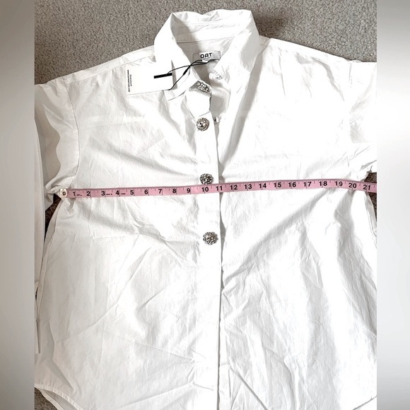 NWT OAT New York White 100% Cotton Long Sleeve Shirt Women Medium Rhinestone - Picture 5 of 9